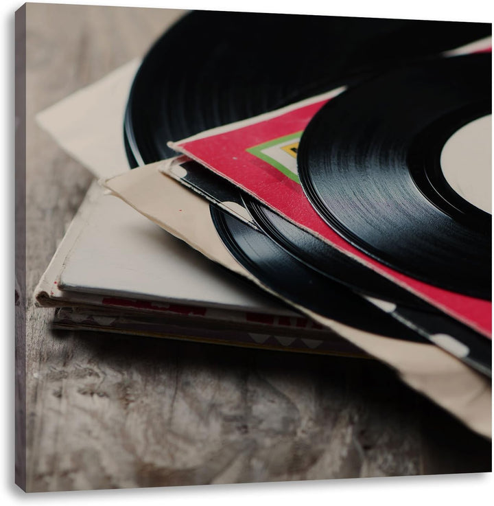 Mixtape Schallplatte DJ, Format: 70x70 auf Leinwand, XXL riesige Bilder fertig gerahmt mit Keilrahme