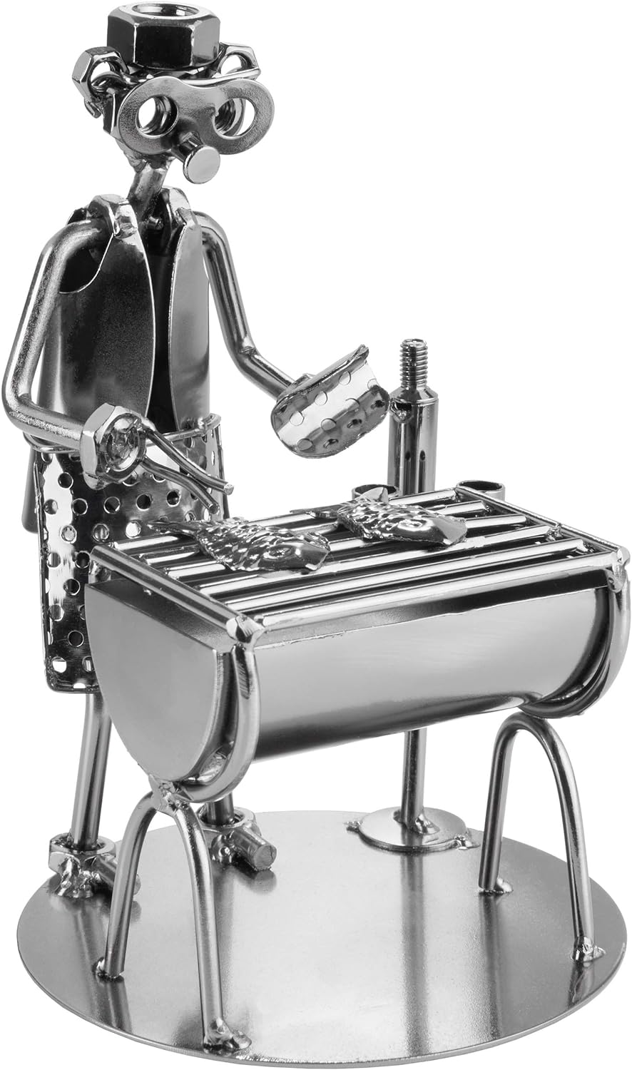 BRUBAKER Schraubenmännchen Barbecue Grill - Grillmeister Fisch - Handarbeit Eisenfigur Metallmännche