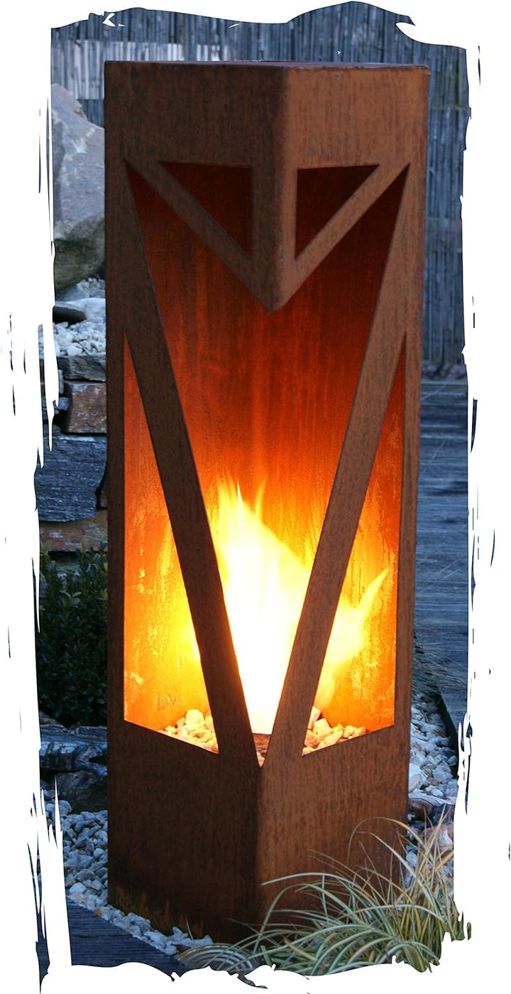 Feuersäule Classic Edelrost Rost Metall Gartendeko Garten Stele Fackel Feuer Säule