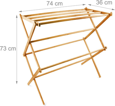 Relaxdays Handtuchhalter Bambus faltbar HBT 73 x 74 x 36 cm klappbarer Handtuchständer aus Holz mit