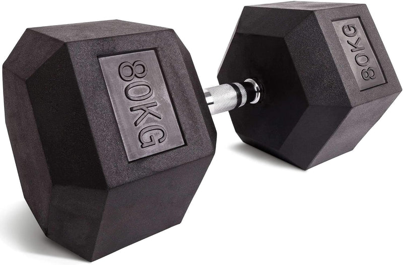 C.P. Sports Hexagon Hanteln gummiert 1-80 kg (Stück) + gratis Griffpolster Dumbbell mit ergonomische