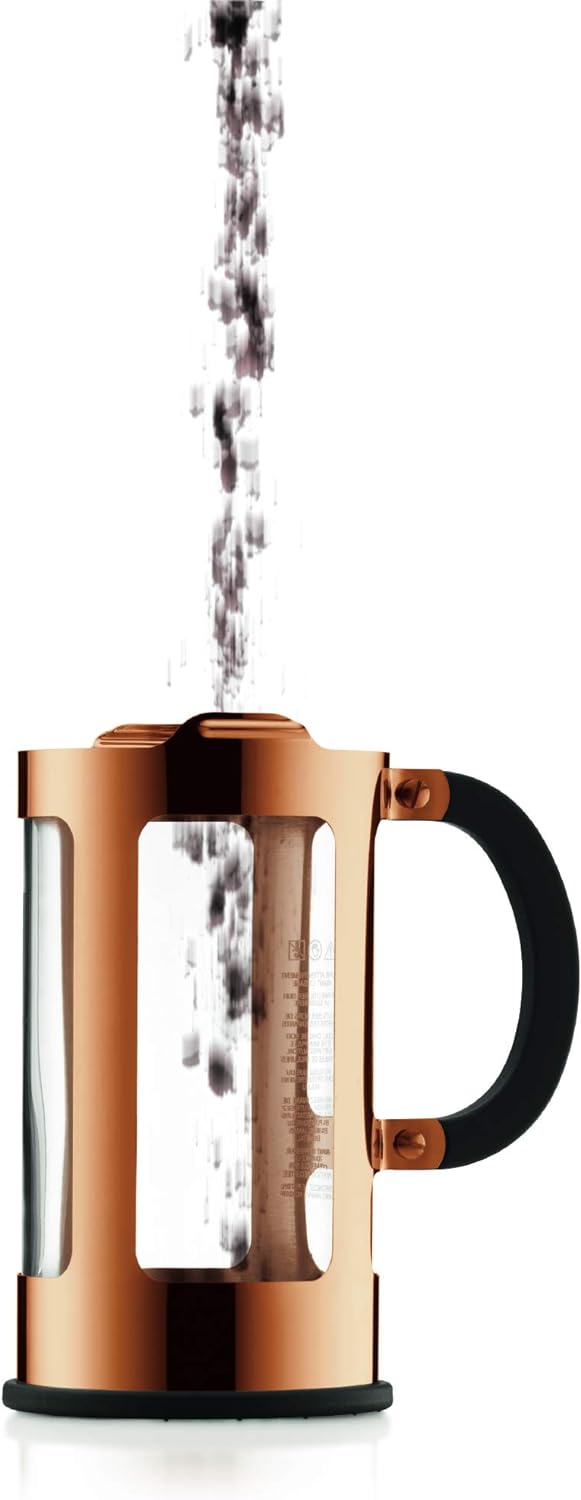 Bodum CHAMBORD Kaffeebereiter (French Press System, Auslaufschutz, Edelstahlrahmen, 1,0 liters) kupf