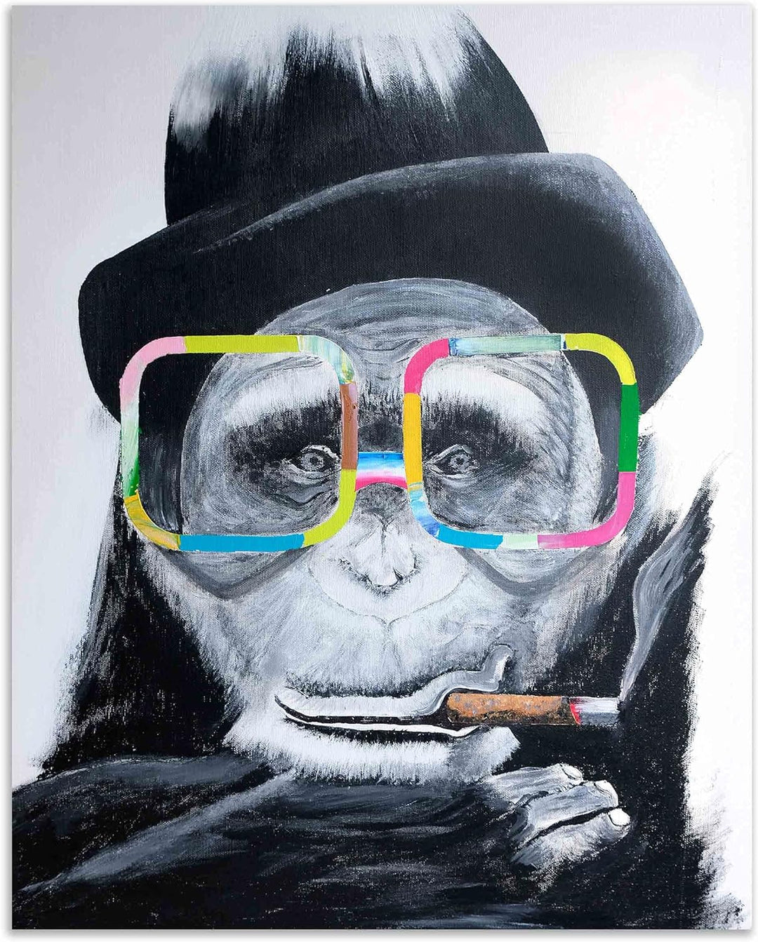 Kunstbruder Banksy Bilder Leinwand Affen Monkey Schimpansen I Leinwandbilder von Tieren Affen Motive