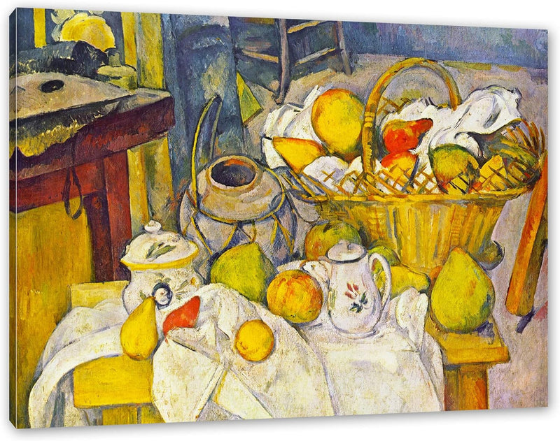 Paul Cézanne - Stillleben mit Korb als Leinwandbild / Grösse: 120x80 cm / Wandbild / Kunstdruck / fe