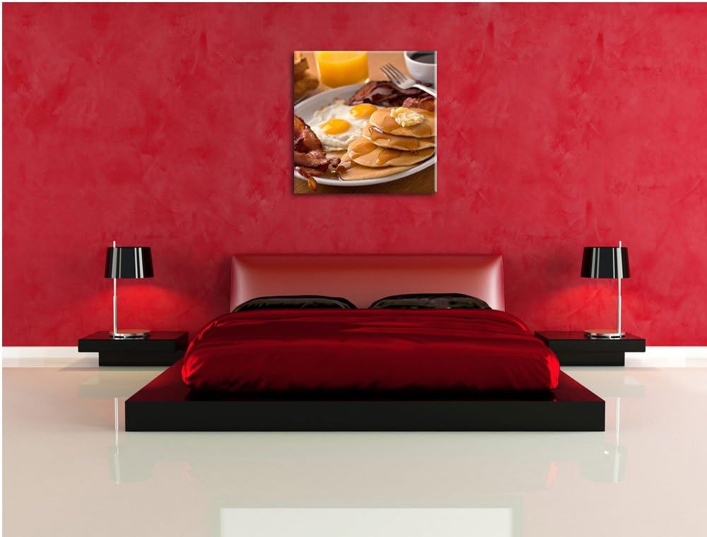 Pixxprint Frühstück, Format: 70x70 auf Leinwand, XXL riesige Bilder fertig gerahmt mit Keilrahmen, K