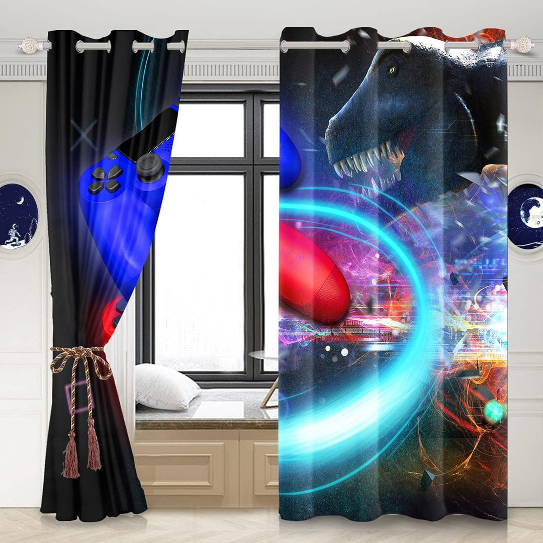Renaiss 107x275cm Spiele Fenstervorhänge Videospiel Ösenvorhang für Jungen Kinder Teens Schlafzimmer