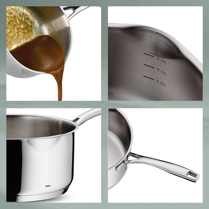 Kela 10180 Flavoria Stielkasserolle, 18/8 Stainless Steel, Silber 0,8 l, 0,8 l