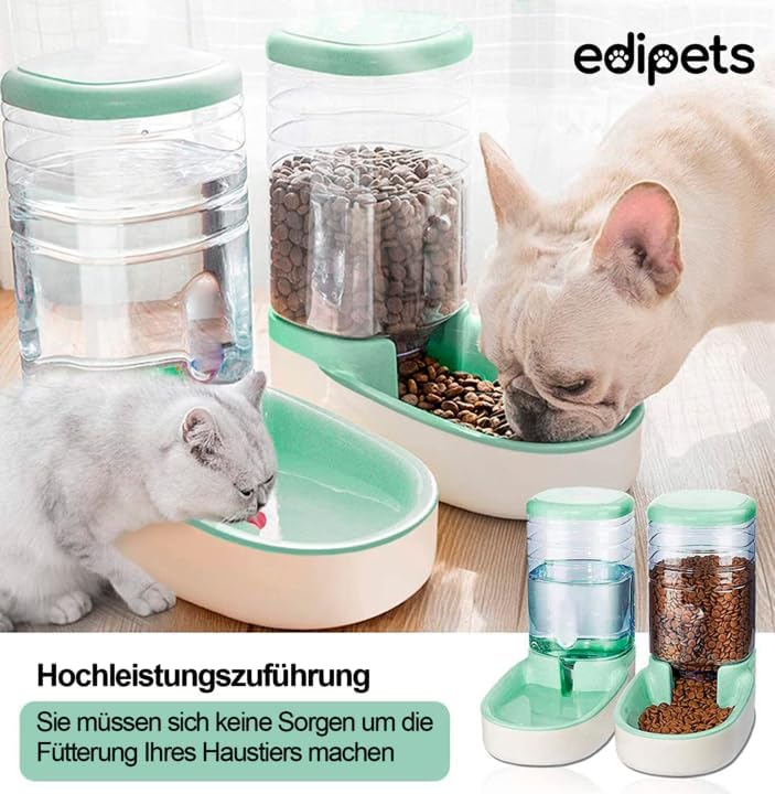 Edipets, Automatischer Futterspender Katze, Hunde, 2 Einheiten, 3.8L, Futter- und Wasserspender für