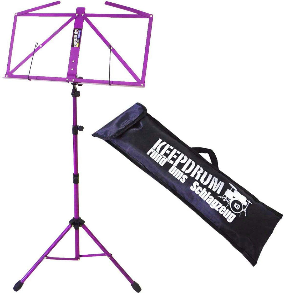 keepdrum MUS3 FL Flieder Notenstaender Notenpult Lila + Tragetasche