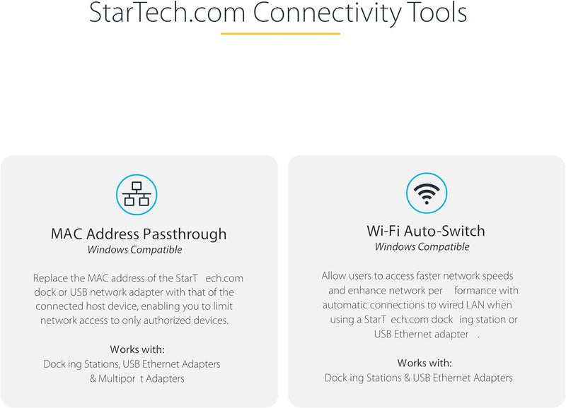 StarTech.com USB C Gigabit Ethernet Adapter, 10/100/1000 Mbit/s, USB C 3.0 zu LAN Adapter mit ASIX A