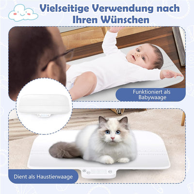 COSTWAY Babywaage Digtal, multifunktionale Kinderwaage bis 30kg Tragkraft, Säuglingswaage Stillwaage