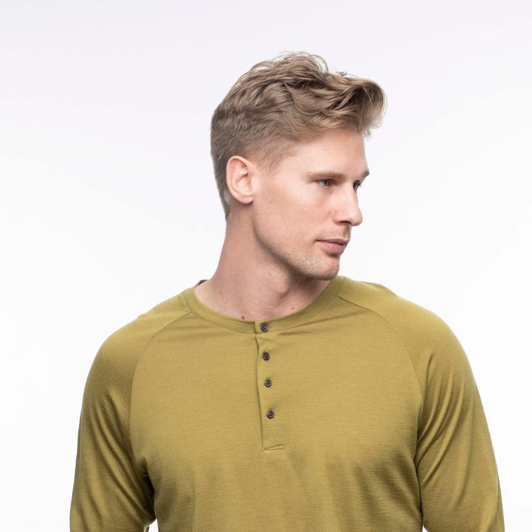 Bergans Lysebu Henley Wool Langarmshirt Herren oliv
