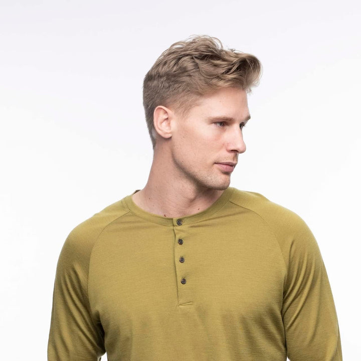 Bergans Lysebu Henley Wool Langarmshirt Herren oliv