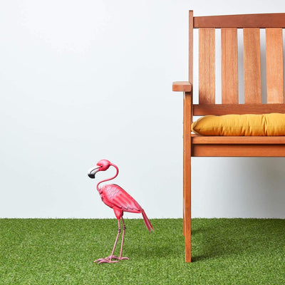 Homescapes Garten Deko Flamingo Metall Figur, handbemalt Metallvögel Dekofigur aus Eisen, Gartenfigu