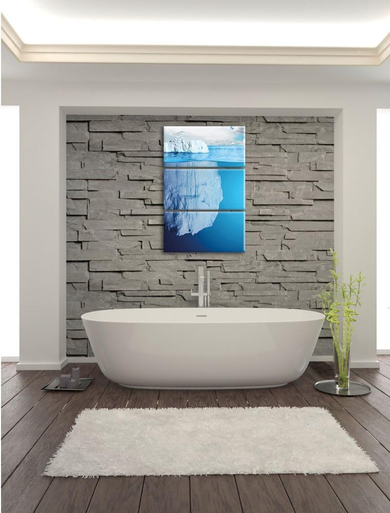 Pixxprint Riesiger Eisberg unter Wasser 3-Teiler Leinwandbild 120x80 Bild auf Leinwand