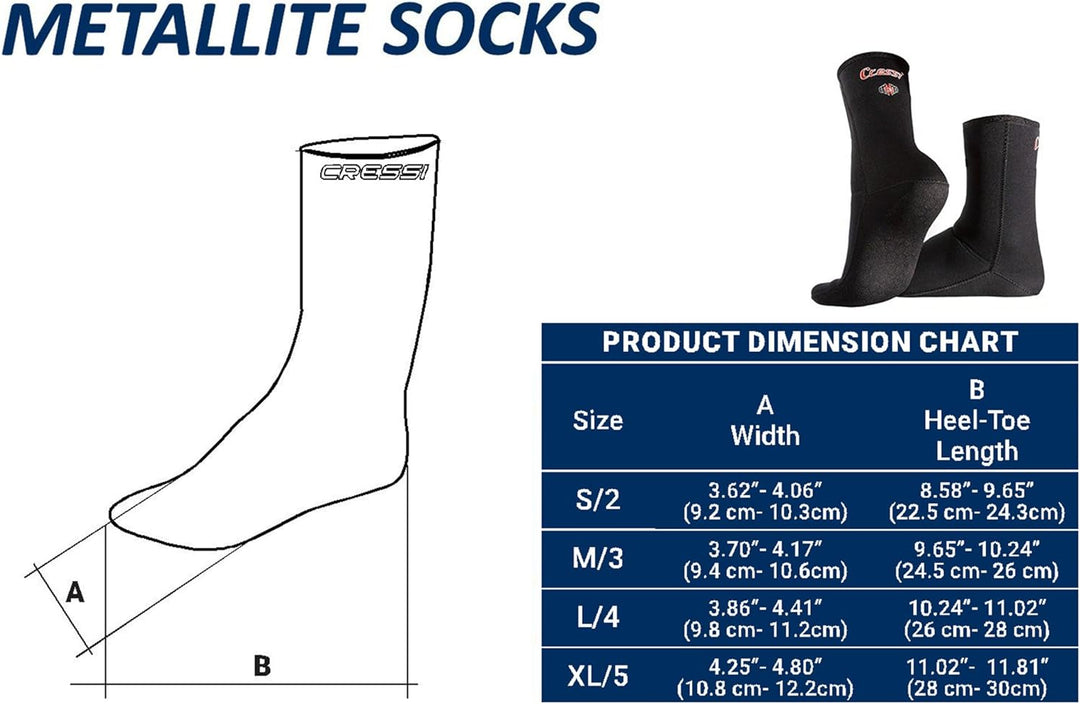 Cressi Metallite Boots 2,5 mm - Tauchsocken für Erwachsene Metallite Neopren 2,5 mm - Rutschfeste So