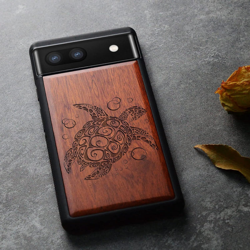 Carveit Hülle für Pixel 6a Case [Holz und TPU Silikon Hybrid Handyhülle] Stossfeste Stossstange hand