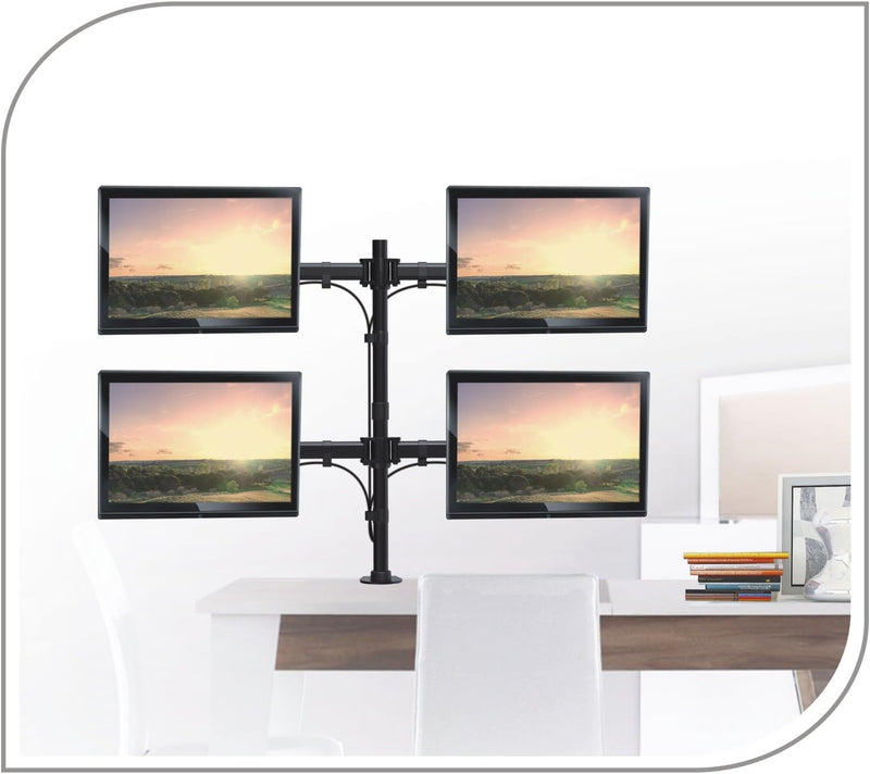 PureMounts Schreibtischhalterung für 4 Monitore 33-69 cm (13-27 Zoll), neigbar: -45° bis 45°, schwen