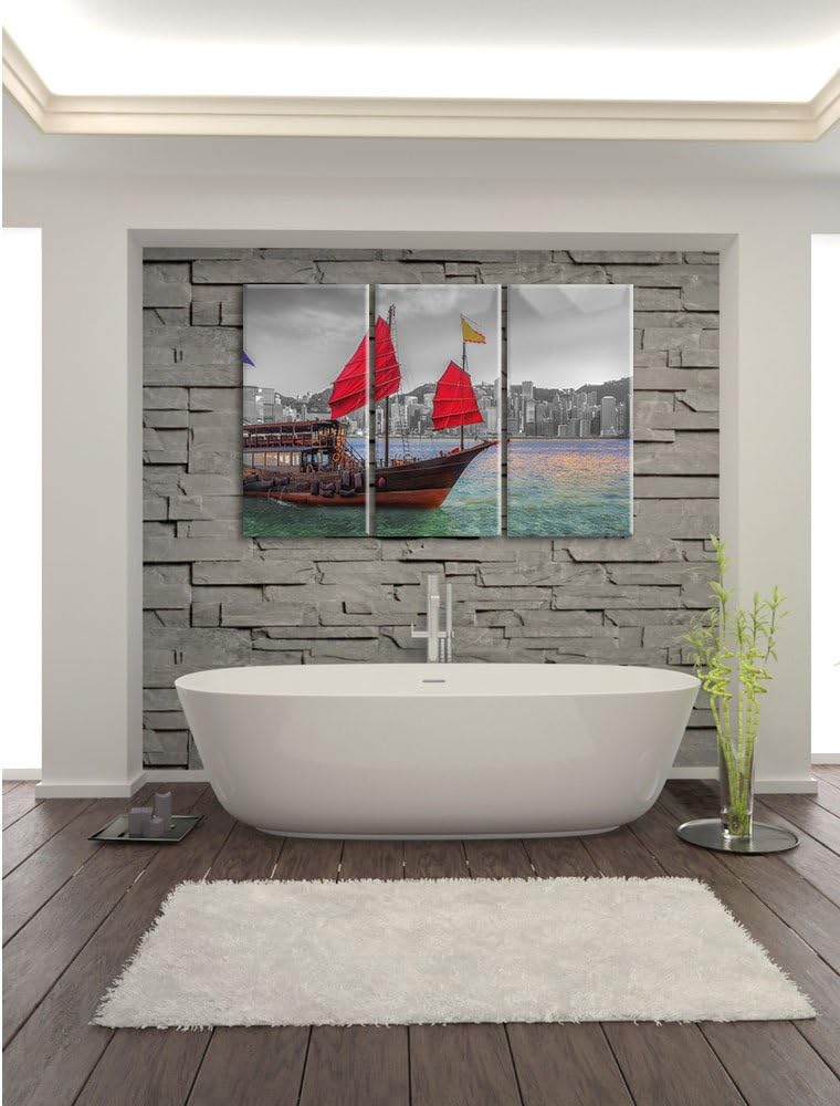 Pixxprint Segelschiff mit Segeln als Leinwandbild/Grösse: 3 Teilig (120x80 cm) cm/Wandbild/Kunstdruc