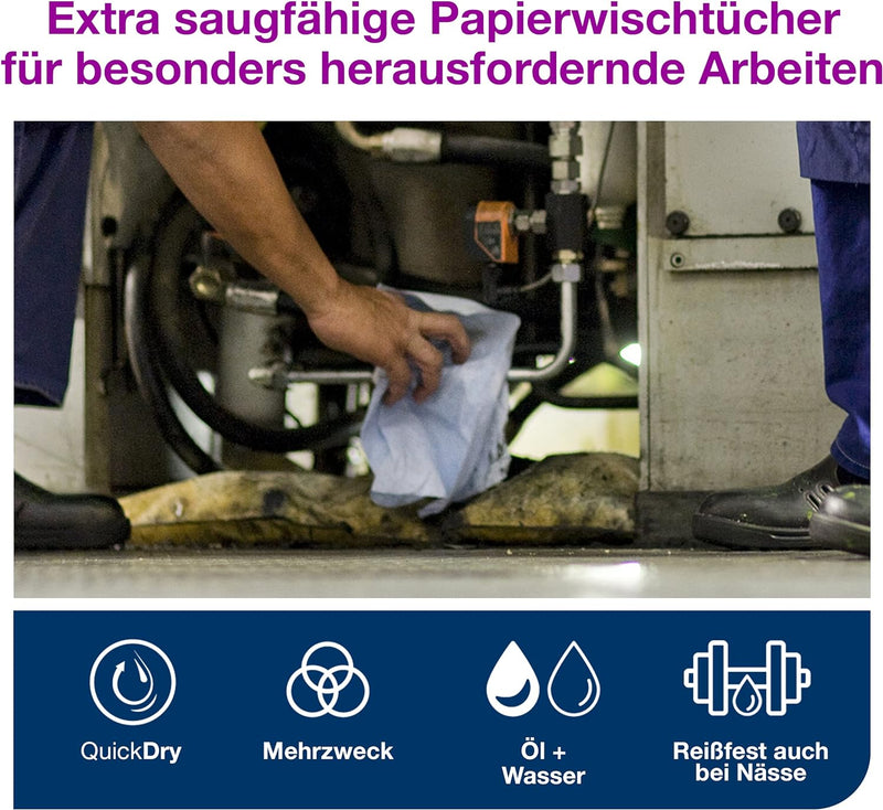 Tork 130070 Extra Starke Mehrzweck Papierwischtücher für W1 Bodenständer- und Wandhalter-System / 2-