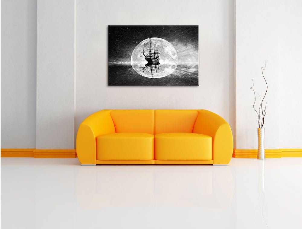 Pixxprint Geisterschiff im Weltall als Leinwandbild/Grösse: 100x70 cm/Wandbild/Kunstdruck/fertig bes