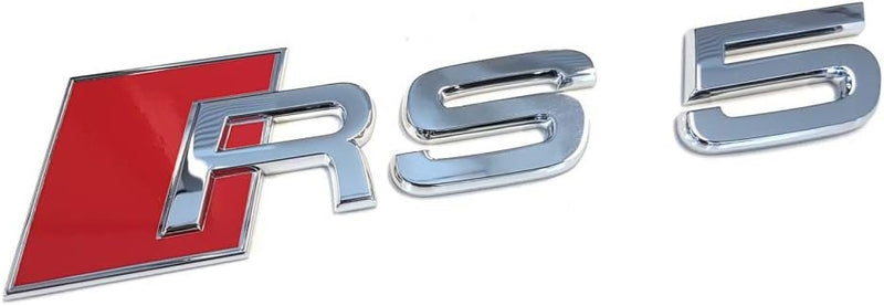 Audi 8T0853740 Schriftzug RS5 Emblem Logo Aufkleber, rot/chrom glänzend