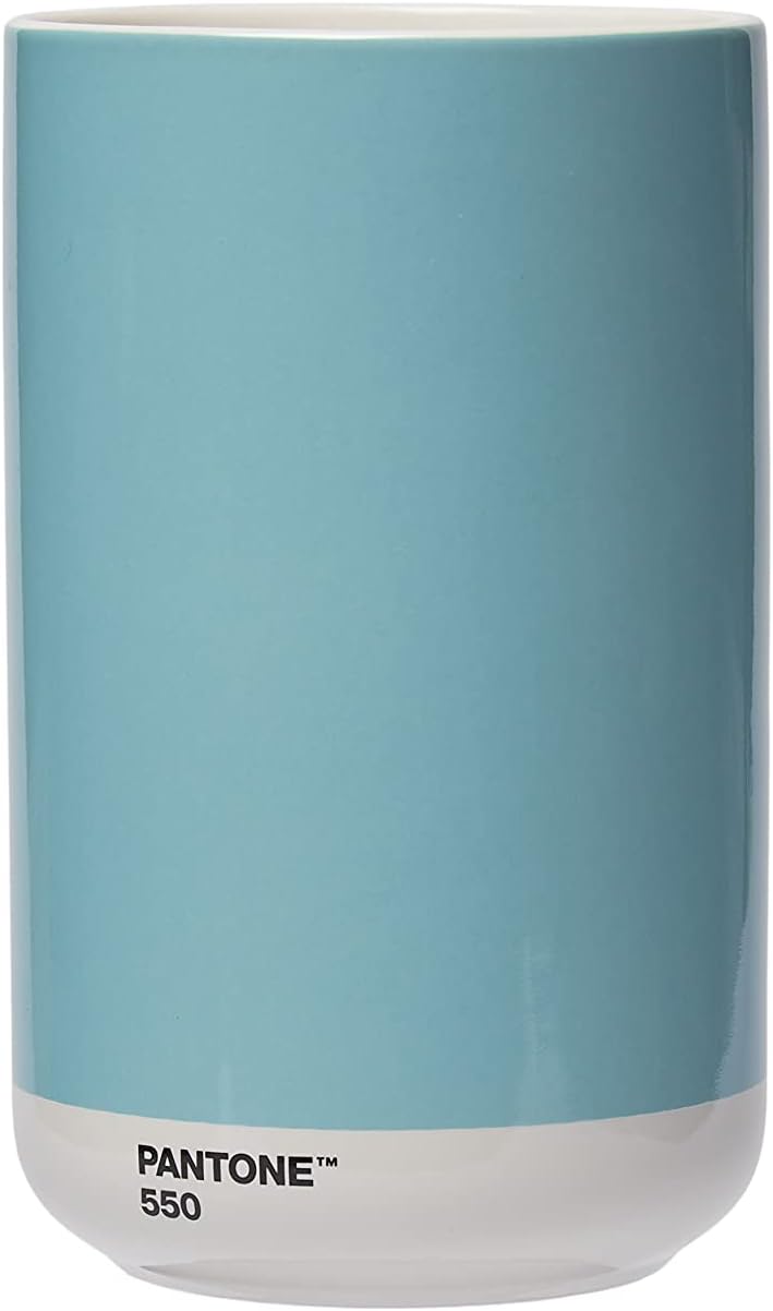 PANTONE Porzellan Vase mit Geschenkbox, Jar, dekorative hochwertige Blumenvase, 1 Liter, Light Blue