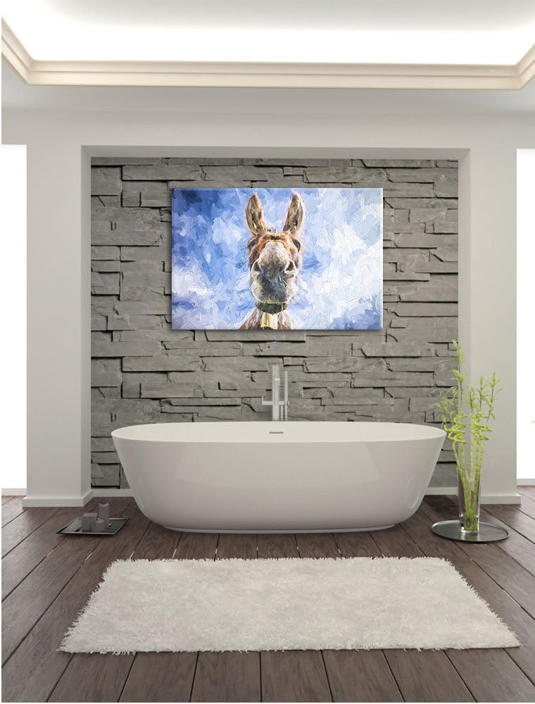 Pixxprint Lustiger Esel Kunst Pinsel Effekt, Format: 100x70 auf Leinwand, 100x70