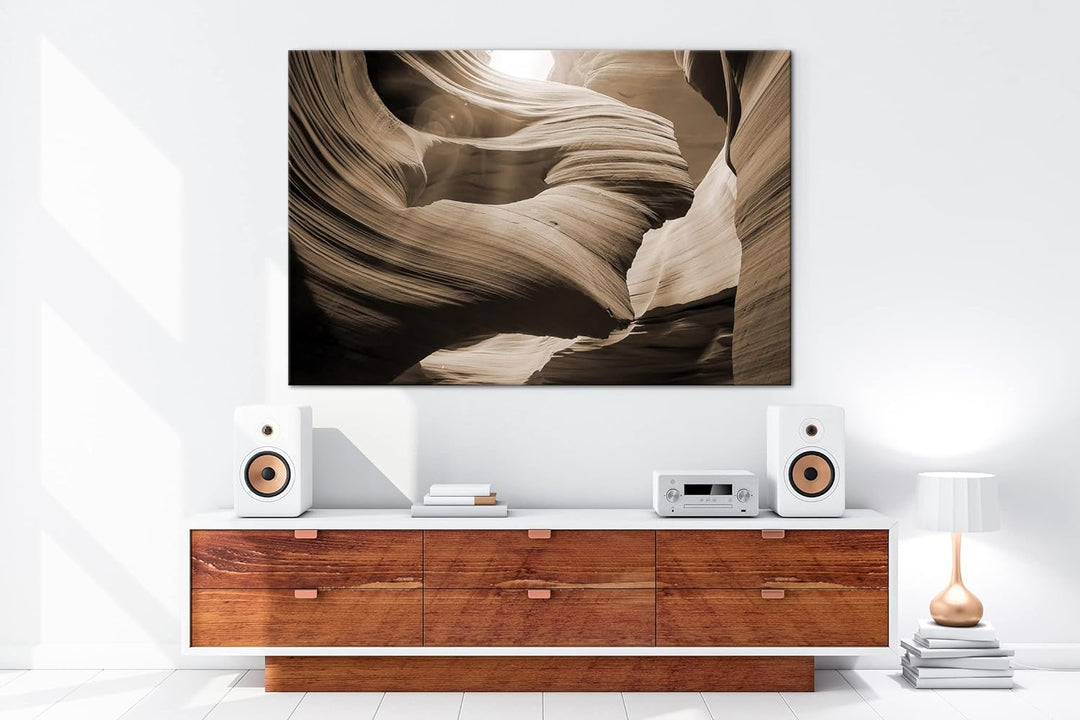 deyoli Antelope Canyon Format: 80x60 Effekt: Sepia als Leinwandbild, Motiv fertig gerahmt auf Echtho