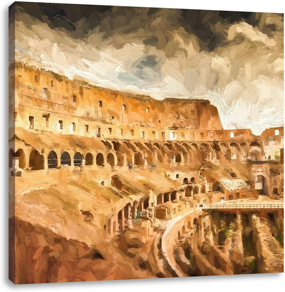 Pixxprint Kolosseum in Rom als Leinwandbild/Grösse: 70x70 cm/Wandbild/Kunstdruck/fertig bespannt, 70