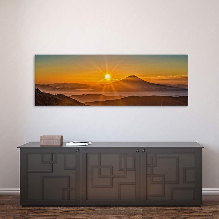 Feeby. Leinwandbild, Bilder, Wand Bild, Wandbilder, Kunstdruck 70x25 cm, BERG, SONNENUNTERGANG, NATU