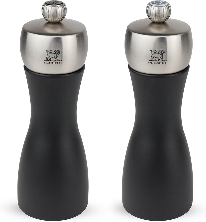 Peugeot Fidji Mühlen-Set Pfeffer/Salz, Klassische Mahlgradeinstellung, Höhe: 15 cm, Holz, Schwarz, 2