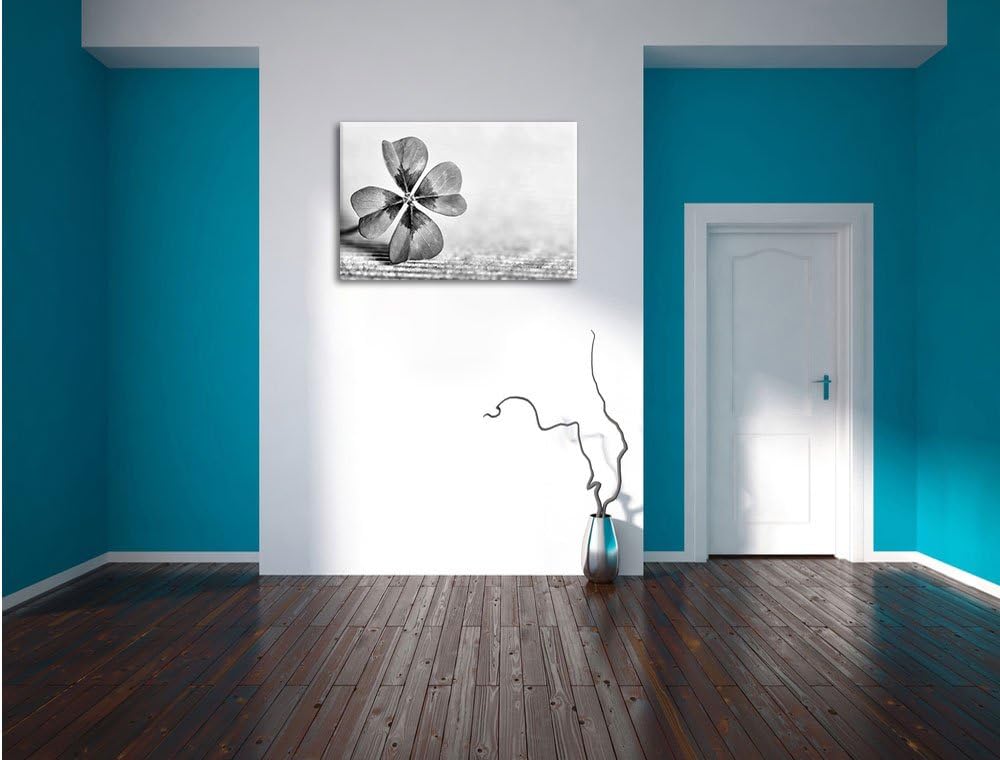 Pixxprint Glücks Kleeblatt mit 4 Blättern als Leinwandbild/Grösse: 100x70 cm/Wandbild/Kunstdruck/fer