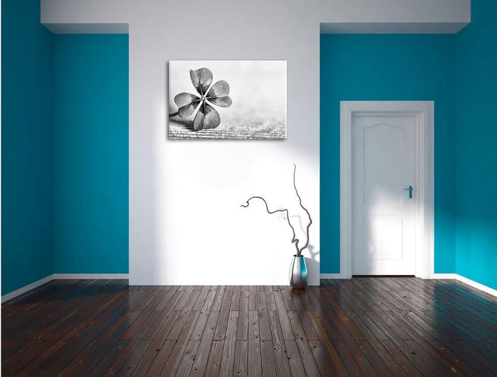 Pixxprint Glücks Kleeblatt mit 4 Blättern als Leinwandbild/Grösse: 100x70 cm/Wandbild/Kunstdruck/fer