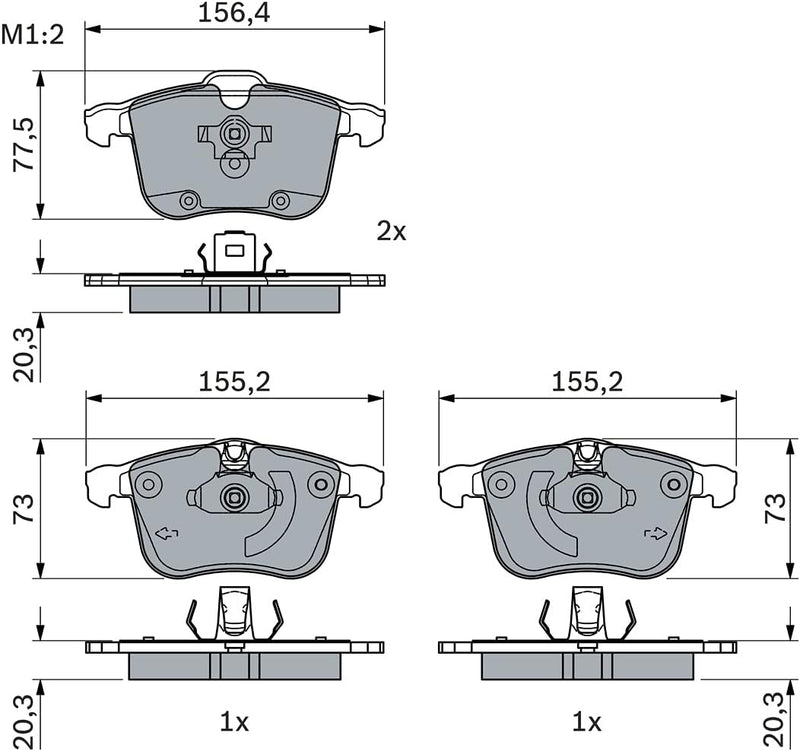 Bosch BP1810 Bremsbeläge - Vorderachse - ECE-R90 Zertifizierung - vier Bremsbeläge pro Set