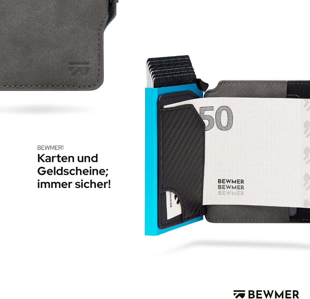 BEWMER 1 Geschütztes Kartenetui | Slim Wallet für Männer und Frauen | Kartenhalter mit RFID-Schutz u