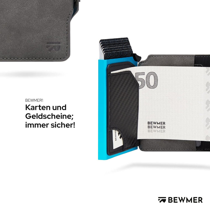 BEWMER 1 Geschütztes Kartenetui | Slim Wallet für Männer und Frauen | Kartenhalter mit RFID-Schutz u