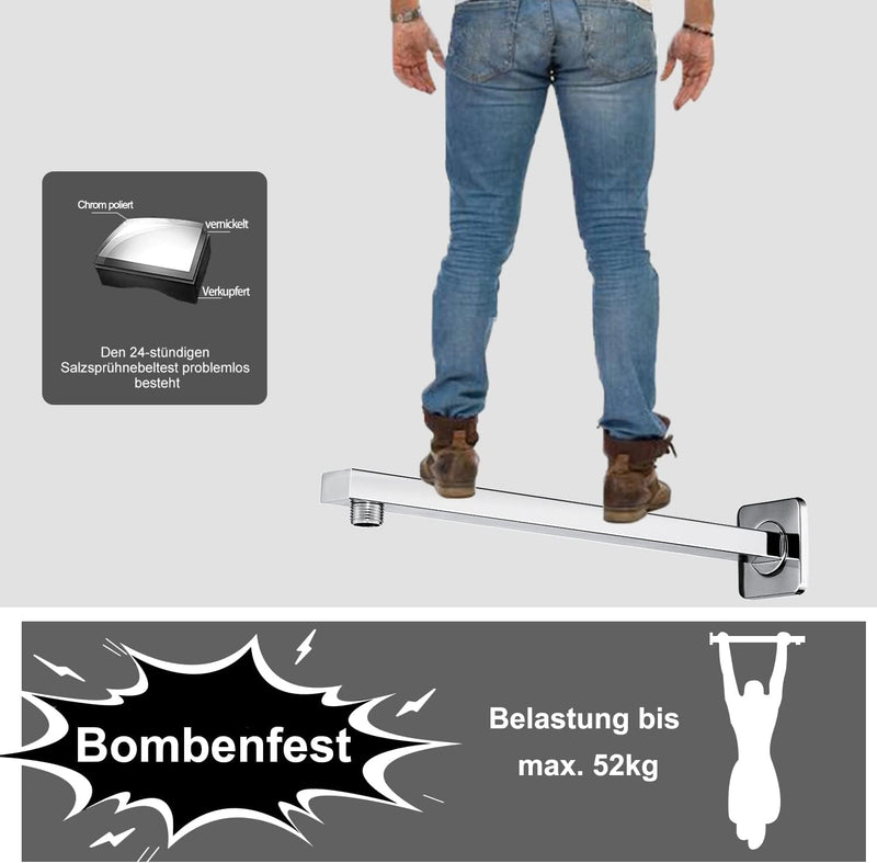 JOHO Bombenfester Brausearm Wandarm für Kopfbrause Regenduschkopf mit zulässiger Belastung ca.52Kg B