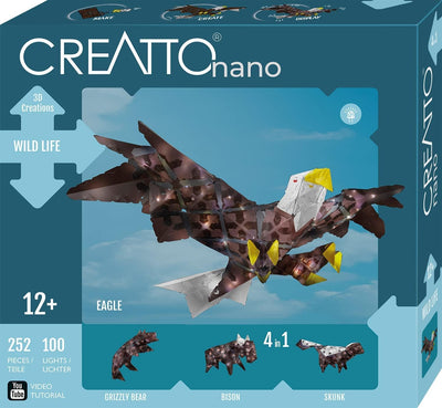KOSMOS 3744 CREATTO Adler Wild Life, 3D-Leuchtfiguren entwerfen, 3D-Puzzle-Set für Adler, Bär, Bison