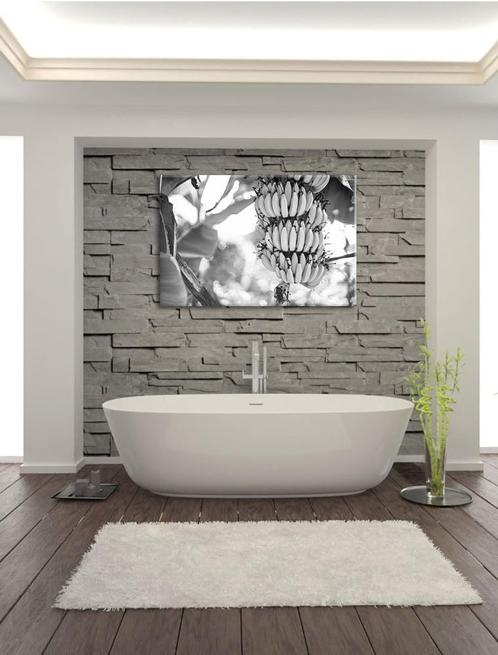 Pixxprint Bananen am Baum / 100x70cm Leinwandbild bespannt auf Holzrahmen/Wandbild Kunstdruck Dekora