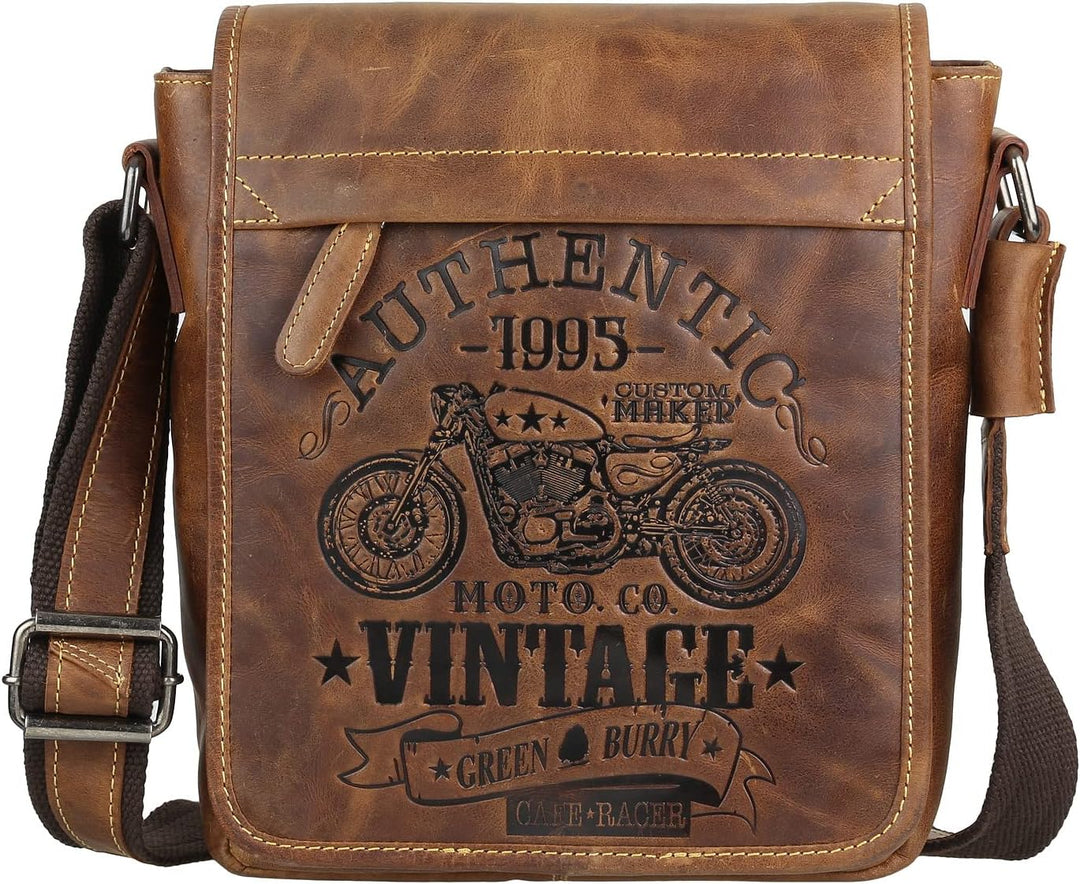 Greenburry Cafe-Racer Flapzip Umhänger 0830, Umhängetasche Brown, Brown