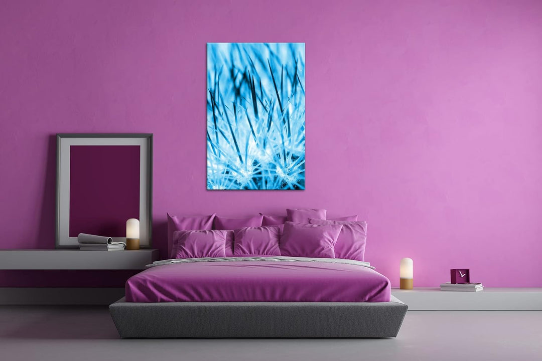 deyoli Nadeln eines Kaktus Format: 80x60 Effekt: Monocrome Blau als Leinwand, Motiv fertig gerahmt a
