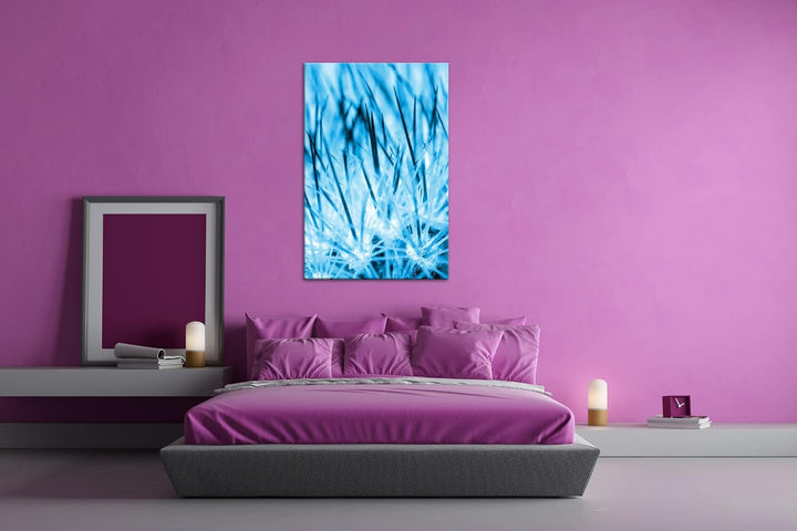 deyoli Nadeln eines Kaktus Format: 80x60 Effekt: Monocrome Blau als Leinwand, Motiv fertig gerahmt a