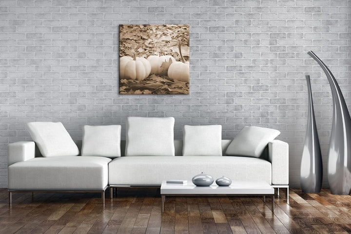 deyoli Herbstliche Kürbise Effekt: Sepia Format: 60x60 als Leinwandbild, Motiv fertig gerahmt auf Ec