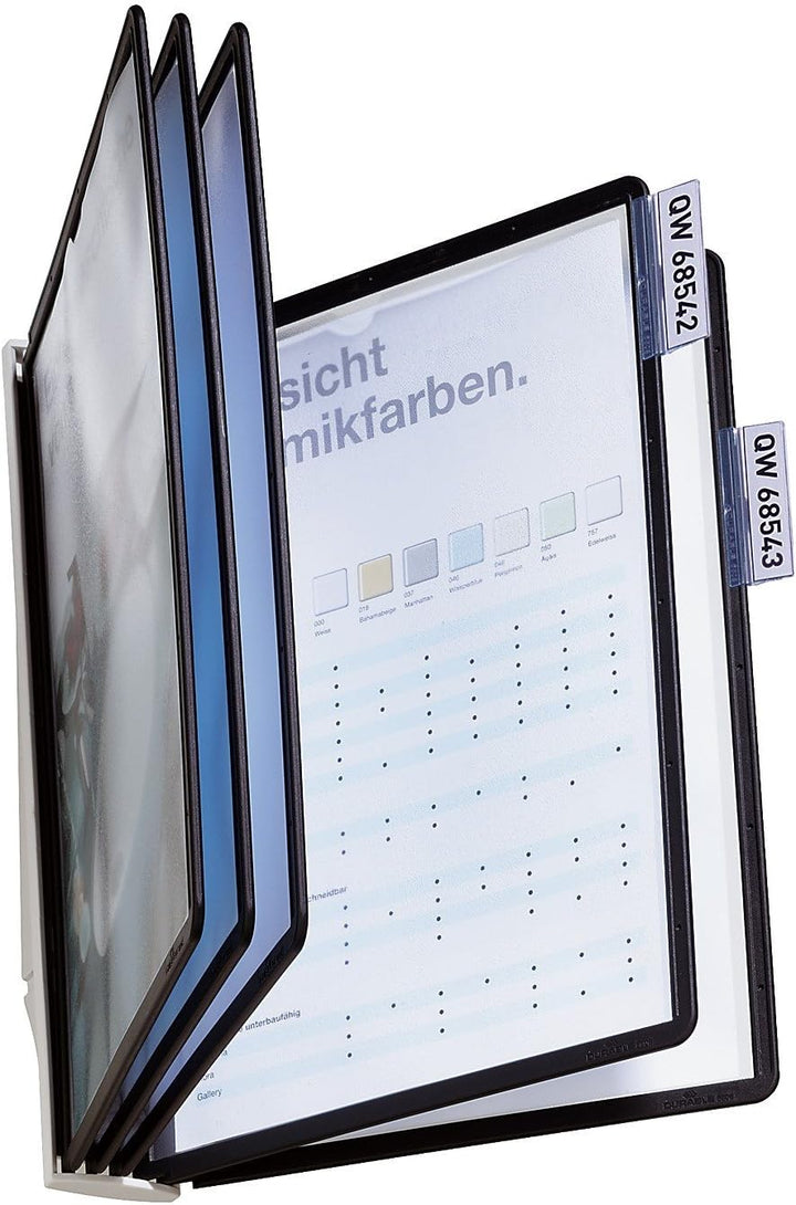 Durable Sherpa Wandhalter mit 5 Sichttafeln, grau/schwarz, 581001 Wand 5 Tafeln, Wand 5 Tafeln