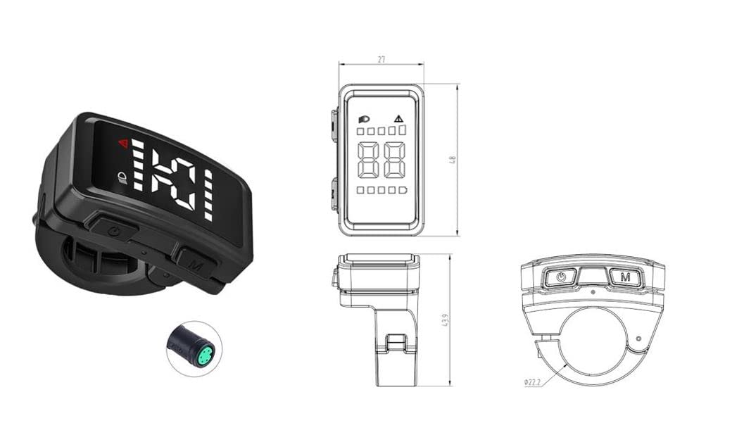 Enerpower DZ40 Display UART Tongsheng TSDZ2 kompatibel 6-Pins (150 cm Kabel)