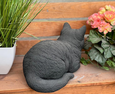 stoneandstyle Steinfigur Katze Träumerle schwarz ca. 36 cm frostfest Steinguss