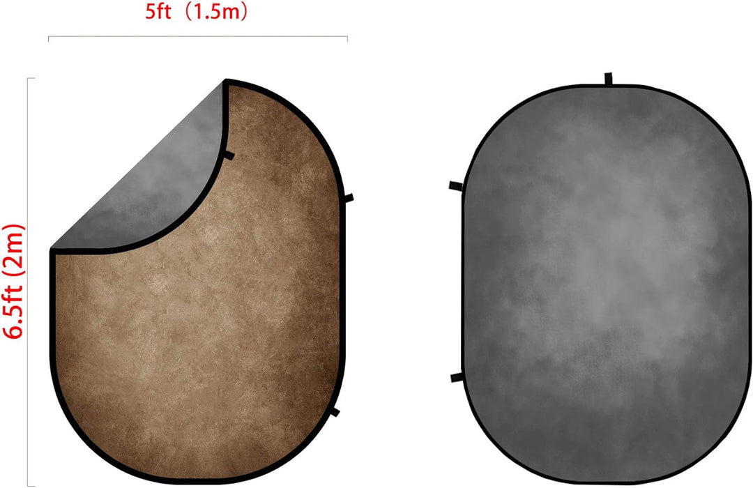 Kate 1,5x2m Zusammenklappbarer Hintergrund Graue Textur Doppelseitige Hintergründe Dunkelbrauner Por
