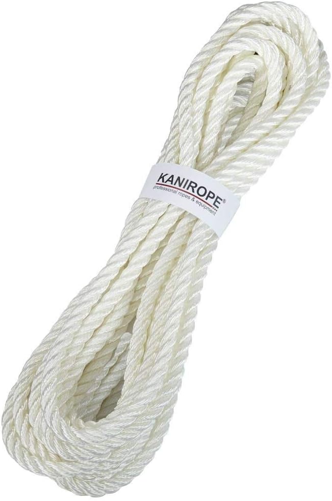 Kanirope® Polyester Tauwerk Polyesterseil POLYTWIST ø4mm 100m Weiss 3-litzig gedreht, 100m Weiss