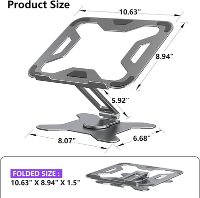 Teskyer 360° Drehung Laptop Ständer, Verstellbarer Laptop Stand, Aluminiumlegierung Laptopständer, H